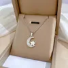 Pendant Necklaces Silver Plate Star Moon Necklace Woman Stainless Steel Cz Glitter Golden Sailor Half Y2k with Stars in Jewelry