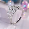 Anelli di nozze Ring Crown Ring S925 Sterling Silver Pt950 Platinum placcato per donne Gioielli Fine Gioielli Regalo per feste di nozze 230810