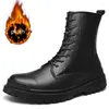 Boots Men Genuine Leather Shoes 2023 Winter British Ankle Man Outdoor Snow Male Motorcycle