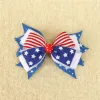 American Flag Bow Clips for Girls Patriotic Independence Day Alligator Hairpins Flower Accessories Fjärde julizz