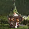 Decorative Objects Figurines Outdoor Garden Dwarf Statue-resin Dwarf Statue Carrying Magic Ball Solar Led Light Welcome Sign Gnome Yard Lawn Large Figurine 230810