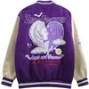 Mens Jackets Love Embroidery Contrast Stitching Baseball Uniform Color Matching Varsity Jacket Street Trend Autumn Loose Purple 230810