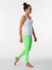 Pantaloni attivi verdi con pois bianchi leggings leggings sportivo da donna fitness da donna