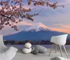 Tapestries Japanese Cherry Blossoms Mount Fuji Landscape Wall Hanging Tapestry Ancient Palace With Moon Nature Scendry Home Wall Blanket