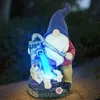 Decorative Objects Figurines Outdoor Garden Dwarf Statue-resin Dwarf Statue Carrying Magic Ball Solar Led Light Welcome Sign Gnome Yard Lawn Large Figurine 230810