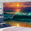 Tapisserier Anpassningsbara Ocean Forest Animal Design Hippie Home Decor Wall Tapestry filt Solnedgång och Ocean Waves Tapestry R230811