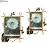 Frames 6 7 10 Zoll Nordic Vintage Metall Butterfly P Family Porträt Nachttisch Desktop Square Golden Picture Home Decor 230810