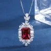 Pendant Necklaces EYIKA Sparkling Silver Color Necklace Luxury Big Red Green Created Moissanite Fusion Stone Wedding Bride Fine Jewelry