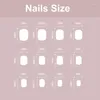 Falska naglar 24 st/set kort falsk set tryck på faux ongles enkla franska nakna mönster sqaure tips diy manicure nagelpaket