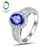 Cluster Rings 14KT/585 White Gold 1.34ct Tanzanite 0.7 Ct Diamond Engagement Gemstone Ring Jewelry