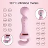 Vibrators krachtig 2 in 1 av -vibrator vrouwelijke magische toverstaf clitoris stimulator USB opladen 20 modi g spot massager sex speelgoed dildo voor vrouwen 230811