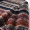 Maglioni da uomo Autunno Inverno Stripe 100 Abbigliamento in pura lana Girocollo Color Block Pullover Maglione traspirante stile accademico 230810