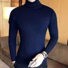 Herrtröjor Nya män Turtleneck tröja och tröjor 2022 Ny stickad tröja Vintermän Pullover Wool Casual Solid Clothing Z230811