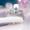 Anelli di nozze Ring Crown Ring S925 Sterling Silver Pt950 Platinum placcato per donne Gioielli Fine Gioielli Regalo per feste di nozze 230810