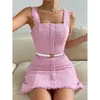 Basic Casual Dresses Women's Summer Dress Tassel Belt Decoration Pink Fashion Strap 230810