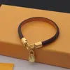 Luxury Bracelet Designer For Men Womens Classic Jewelry PU Leather Brcaelets With Bag Gold Pendant Bangles Metal Texture Love Bracelet G-5