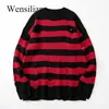 Pulls à hommes Black Stripe détruit pull déchiré Femmes Pullover Pullover Tre-tricot Choters Sweat surdimension