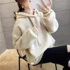 Damen Hoodies Sweatshirts OUSLEE Übergroßer Kapuzenpullover Herbst Winter Korean Loose Letter Band Kapuzenpullover Plüsch Langarm Pullover 230810