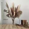 Dekorativa blommor 100 cm naturliga pampas gräs vass torkad bouque gåva konstgjord boho heminredning julfest bröllop dekoration