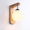 Wall Lamp Solid Wood Glass LED Chandelier Bedroom Bedside Front Engineering Rental Room Aisle Chinese