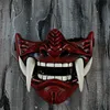 Prajna Mask Headwear Oni Samurai Cow Devil Grimace Fangs японские косплей костюм реквизит Хэллоуин Декор ужасов домой украшения HKD230810