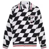 Casablanca 22SS Grand Prix Black White Checkerboard Sculpture Silk Long Sleeved Shirt280V