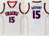 Carmelo 15 Anthony Syracuse College Basketball Jersey White Blue Size S-XXL