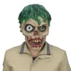 Máscara de látex de cosplay zumbi máscara de terror halloween abasteias de cabelo verde olhos grandes olhos sanguessos de capacete de capacete hkd230810