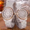 Diamond Designer Watches Ceramic de cerámica Super White Nuevo producto para hombres y femeninos Mirador de cuarzo Mirando a la alta densidad de alta densidad Corona giratoria densa densa gran 38 mm 33 mm de 33 mm