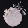 ヘッドピースMingli Tengda Headdress Lace Hat Linen Round Banquet Weddion Women Elegant Bridal Accessories Bride Tiara Birdcage Veil