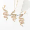 Pendant Necklaces SZ0415 Jewelry Creative Fashion Snake Necklace Personalized Metal Snake Set with Diamond Earrings J230811