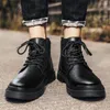 Boots High End Brand Men's Leather Fashion Cavalry Vintage Cowboy Boot Thick Soled Short