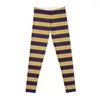 Active Pants Small Navy Blue and Gold Horizontal Stripes Leggings Legins for Woman Wear Women Sporty