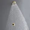 Szczotkowane złote oprawę łazienki wodospad w kąpieli krany prysznicowe zestaw mosiężne mosiężne deszcz