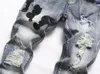 Masculino jeans de designers de mulheres angustiadas Rapped Biker Slim Straight Denim para Men S Print Army Moda Mans Amris Pants Star #03