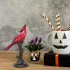 Decorative Objects Figurines Resin Table Lamp Garden Decoration Crystal Cardinal Red Bird Stained Glass Night Light for Bedroom Living Room Decor 230810