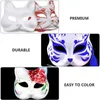 8pcs máscara de face de gato diy máscara máscaras de máscaras homens kitsune japonês máscara de arte papel branco papel em branco Face Acessórios de cosplay hkd230810