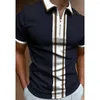 Herrpolos vintage sommar mode trend fitness casual enkla polo skjortor män blixtlås färg block sport lapptäcke topp man kläder 2023