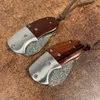 New S7216 Small Folding Knife Damascus Steel Drop Point Blade Rosewood with Steel Head Handle Outdoor Camping EDC Pocket Folder Knives