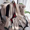 2024 NY CASHMERE SCARF Simulerad Silk Autumn Printed Plain Collar Women's East Gate Korean Edition Seasonal Universal Long