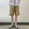 Herr shorts sommar bomullsmode vintage khaki svart last herr japanska streetwear lösa raka män m-2xl