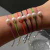 Bracelets de charme chaîne de corde colorée Baroque Pearl Friendship For Women Girl Big Potato Bracelet d'eau douce naturel