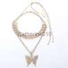 Pendant Necklaces Hip Hop Fashion Trendy Piece Exquisite Diamond Butterfly Pendant Punk Cuban Necklace J230811