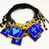 Charm Bracelets 5Pcs Simple Style Boho Cross Heart Beaded Handmade Plastic Elastic Rope Charm Bracelet For Girls Dainty Gift 230810