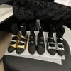 Stivali neri in oro in oro in argento da donna caviglia scarpe calze scartine tacchi bassi slittati su calzini brot bottons invernali stivaletti autunnali j230811