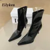 Boots Eilyken Fashy Design Cosy Soft Leather Women Angle Boots Заостренные пальцы короткие пинетки сексуальные стриптериальные высокие каблуки J230811