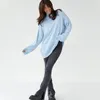 Swetery kobiet Podstawowy niebieski, ponadwymiarowy sweter dla kobiet pullover kpiąc jesień zimowy dzianina top ciepła miękka dziewczyna workowate 2023