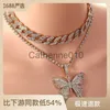 Pendant Necklaces Hip Hop Fashion Trendy Piece Exquisite Diamond Butterfly Pendant Punk Cuban Necklace J230811