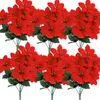 Dekorative Blumen Weihnachten künstliche Weihnachtsstern 6 Pack rot gefälschter Blumenstrauß mit Stiel für Home Wedding Party Tisch