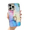 Gradient Marble Plating Ring Holder Case For iphone 15 14 13 12 Samsung Galaxy S23 S22 Ultra Plus A54 A34 A14 A24 A53 A13 5G 4G Electroplated Marble Soft Cover